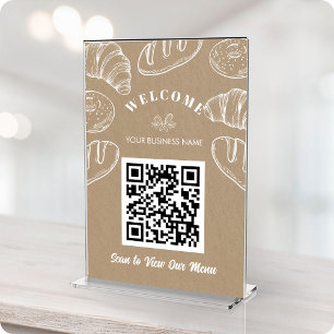 Contactless QR Code ScanToOreder Menu Bakery Card