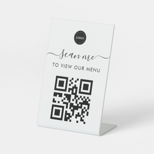 Contactless Scan Me Qr Code Menu  Logo Minimalist Pedestal Sign