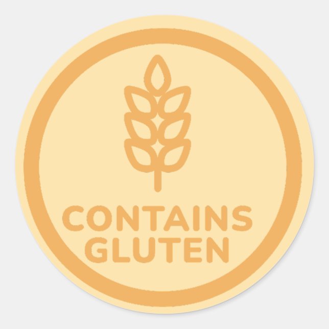 Contain Gluten Allergy Warning Celiac   Classic Round Sticker (Front)