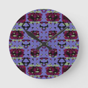 Contained Sky Flame Roses Round Clock