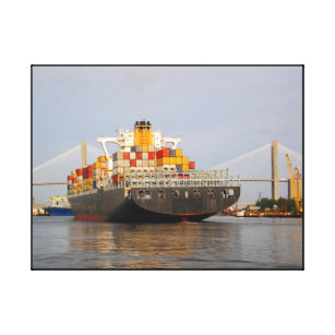 Container Cargo Ship on Savannah River Canvas Print
