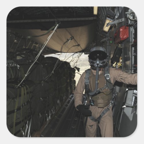 Container Delivery System bundles exit a C_17 Square Sticker
