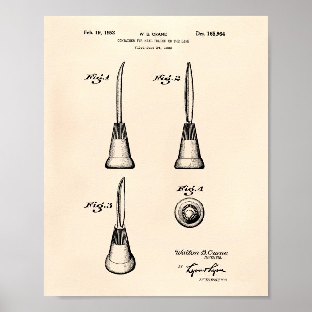Container For Nail 1952 Patent Art Old Peper Poster (Front)