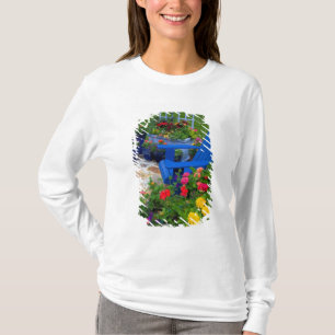 Container Garden design with blue chair in our T-Shirt