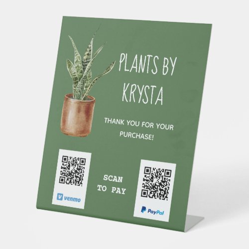 Container Plant Customizable QR Code Payment   Pedestal Sign