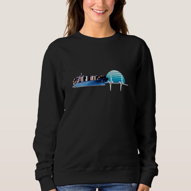 Container Ship Captain Heart Beat Retro For Men Wo Sweatshirt (Front)