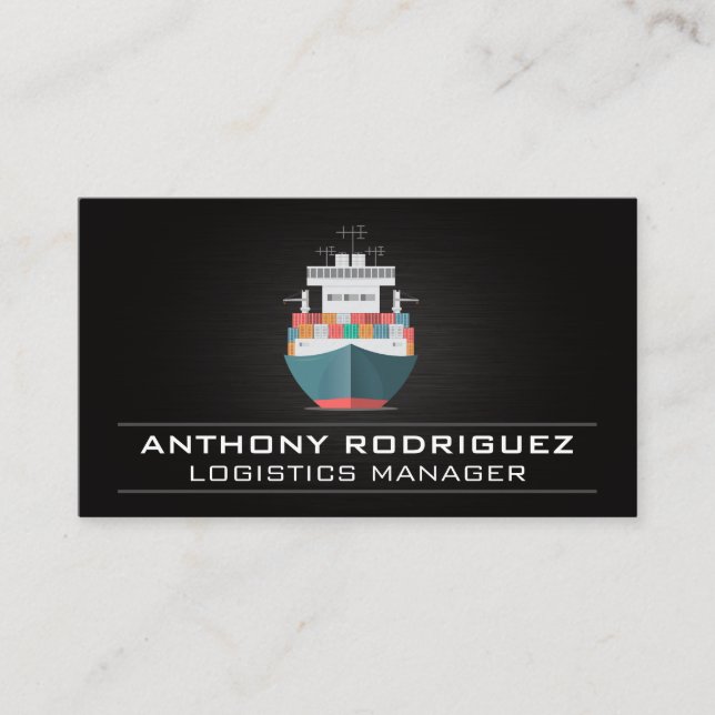 Container Ship | Logistics Deliveries  Business Card (Front)