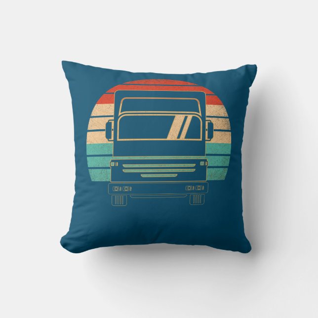 Container Struck 70s Delivery Sunset Father's Day Throw Pillow (Front)