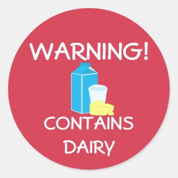 Contains Dairy Food Allergy Alert Labels by LilAllergyAdvocates at Zazzle