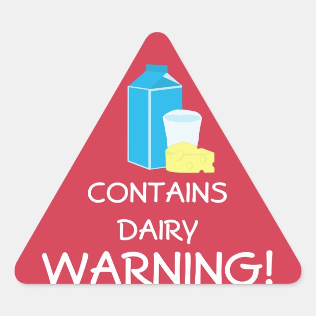 Contains Dairy Milk Cheese Food Allergy Warning Triangle Sticker (Front)