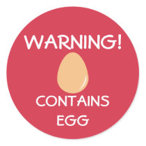 Contains Egg Food Allergy Alert Red Warning Classic Round Sticker