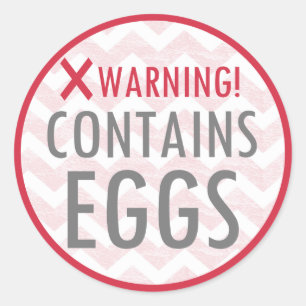 Contains Eggs Allergen Warning Red Classic Round Sticker