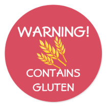 Contains Gluten Food Allergy Alert Red Classic Round Sticker