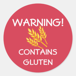 Contains Gluten Food Allergy Alert Red Classic Round Sticker