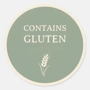 Contains Gluten – Sage Green Round Café Label
