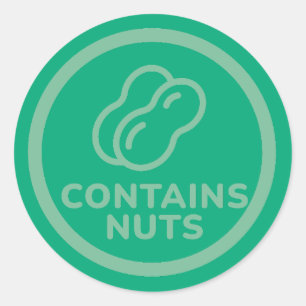 Contains Nuts Allergy Warning Peanut Cashew Bakery Classic Round Sticker