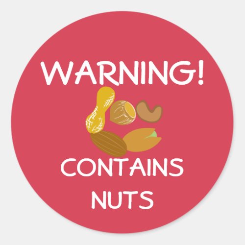 Contains Nuts Food Allergy Alert Stickers