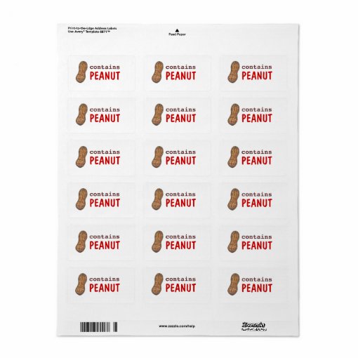 Contains Peanut Label | Zazzle