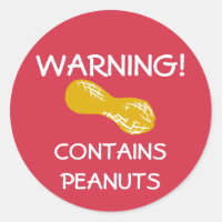 Contains Peanuts Food Allergy Alert Stickers