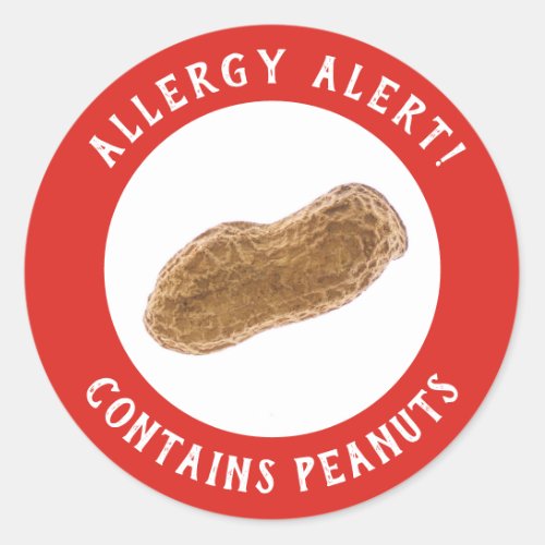 Contains Peanuts Warning _ Allergy Alert Classic Round Sticker
