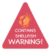 Contains Shellfish Allergy Alert Red Triangle Sticker