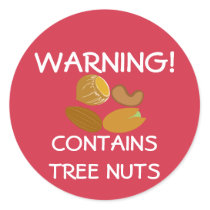 Contains Tree Nuts Food Allergy Alert Stickers
