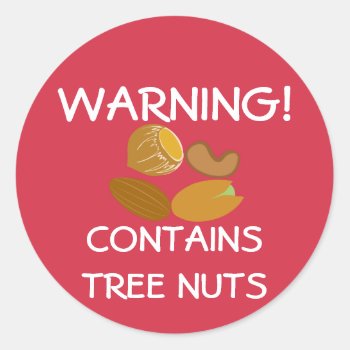 Contains Tree Nuts Food Allergy Alert Stickers by LilAllergyAdvocates at Zazzle
