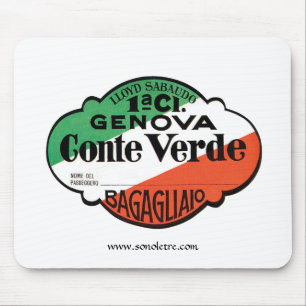 Conte Verde 1st Class Baggage Label Mouse Pad