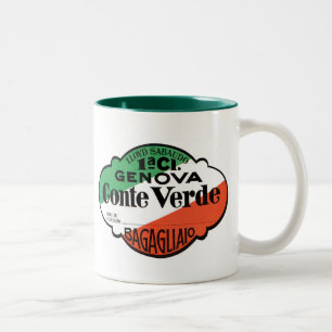 Conte Verde 1st Class Baggage Label Two-Tone Coffee Mug