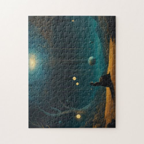 Contemplating a surreal galaxy of puppet planets jigsaw puzzle