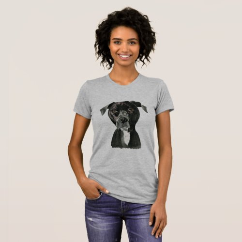 Contemplating Pit Bull Dog Painting T_Shirt