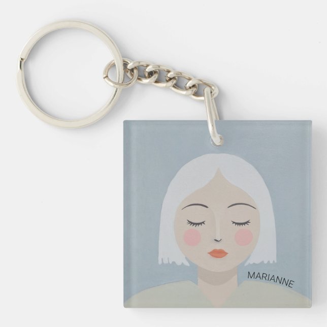 Contemplation - Minimalist Portrait Keychain (Front)
