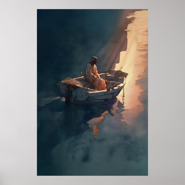Contemplative Fisher Of Men Print Jesus In Boat (Front)