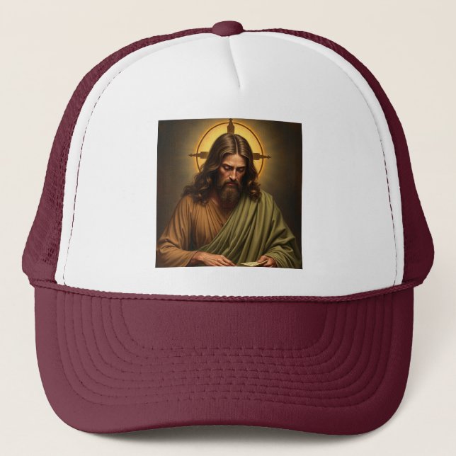 Contemplative Jesus with Halo Trucker Hat (Front)