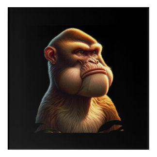 Contemplative Jungle Ape - Grumpy Cheeks Monkey Acrylic Print