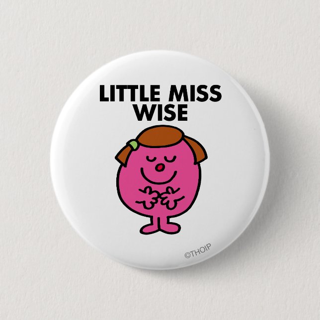 Contemplative Little Miss Wise Pinback Button (Front)