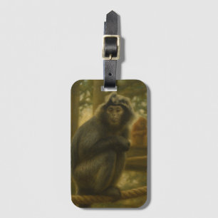 Contemplative Monkey – Serene Wildlife Art Luggage Tag