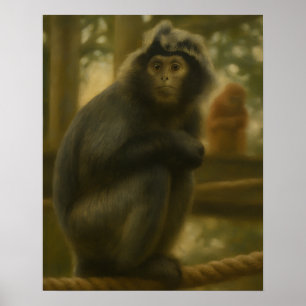 Contemplative Monkey – Serene Wildlife Art Poster