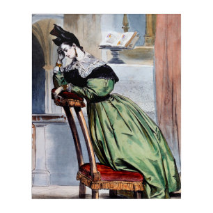Contemplative Victorian Lady in Green - Elegant Ar Acrylic Print