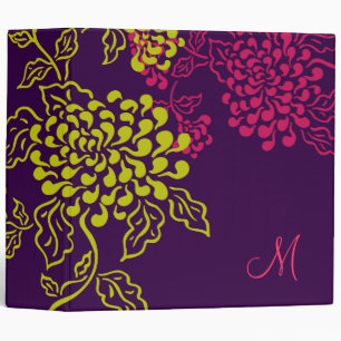 Contempo Floral (Purple / Chartreuse) Monogram Binder