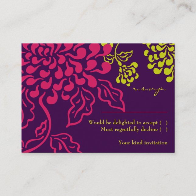 Contempo Floral (Purple / Chartreuse) RSVP Card (Front)