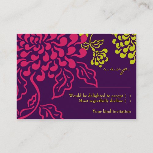 Contempo Floral (Purple / Chartreuse) RSVP Card Business Card Templates