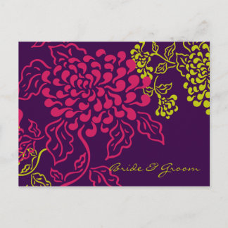 Contempo Floral (Purple Chartreuse) Save the Date Announcement Postcard