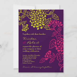 Contempo Floral (Purple / Chartreuse) v.2 Invitation