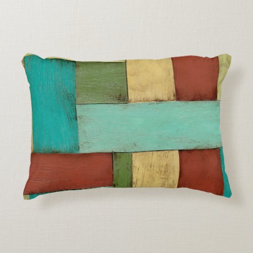 Contempoary Coastal Multicolored Painting Accent Pillow