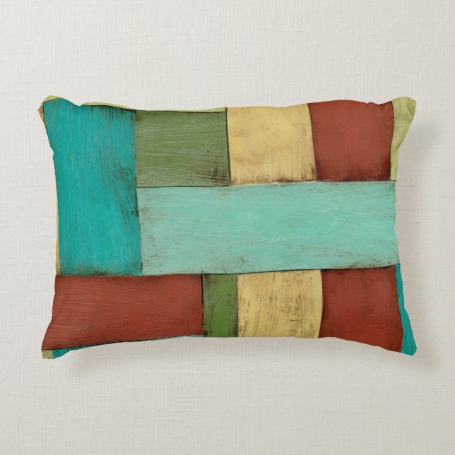 Contempoary Coastal Multicolored Painting Accent Pillow (Front)