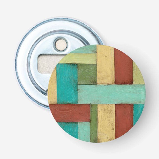 Contempoary Coastal Multicolored Painting Bottle Opener (Front)