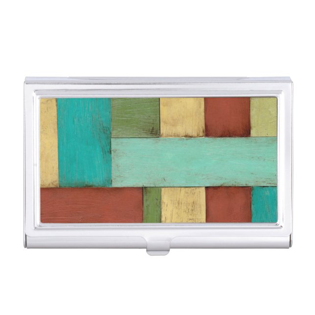 Contempoary Coastal Multicolored Painting Business Card Holder (Front)