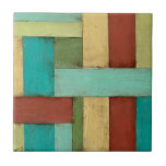 Contempoary Coastal Multicolored Painting Ceramic Tile<br><div class="desc">Aqua,  green,  red and yellow meet in an explosion of color reminiscent of a pattern on a beach deck. Hanging this contemporary coastal painting on your wall may entice you to take that vacation you've been putting off! Makes a great gift for anyone in need of a beach getaway.</div>