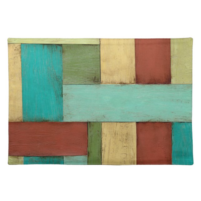 Contempoary Coastal Multicolored Painting Cloth Placemat (Front)